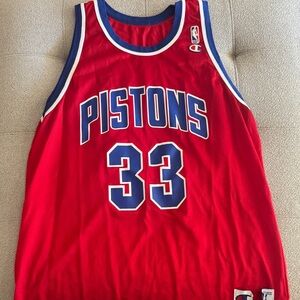 Champion Red Pistons Jersey with Blue Trim